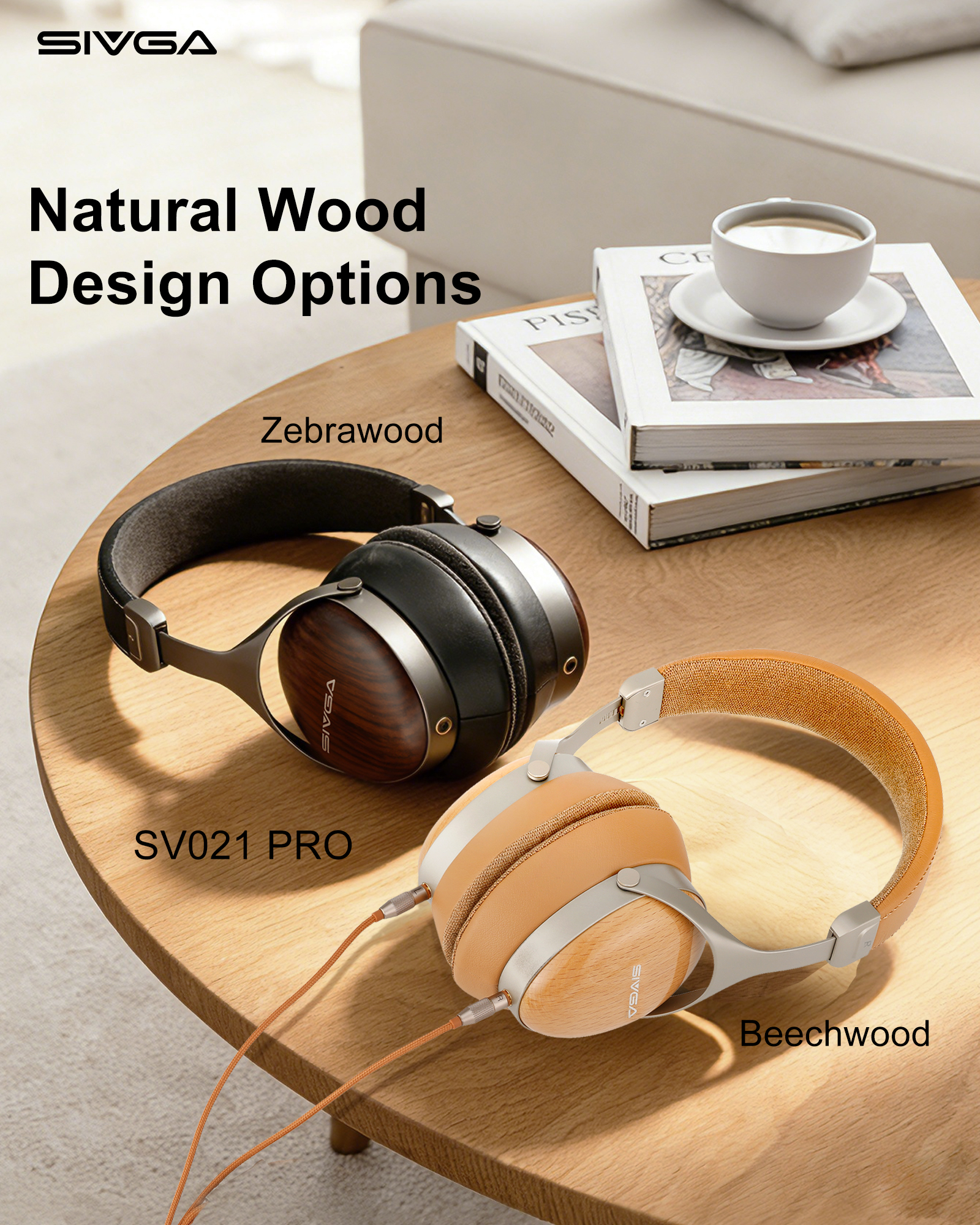 SIVGA ROBIN SV021 PRO BRN, Hi-Fi cerrados, diafragma de aluminio de 50 mm, carcasa de madera natural con cable desmontable - Imagen 25