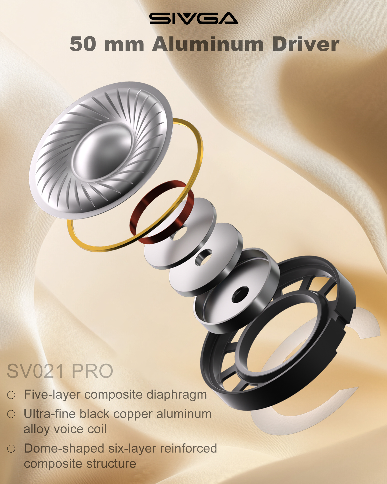 SIVGA ROBIN SV021 PRO BRN, Hi-Fi cerrados, diafragma de aluminio de 50 mm, carcasa de madera natural con cable desmontable - Imagen 26