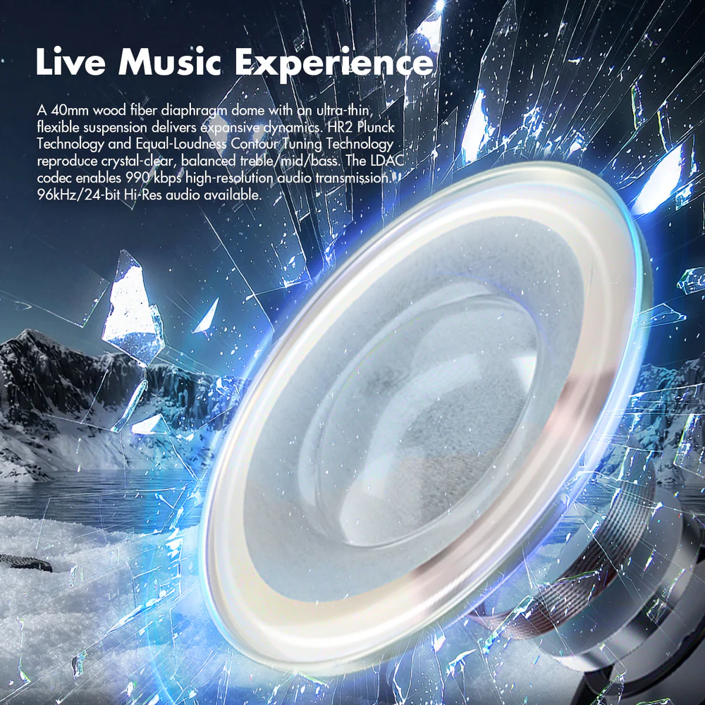 Auriculares inalámbricos ROSESELSA CAMBRIAN, cancelación de ruido, LDAC, Bluetooth 5.3, hasta100 horas de batería - Imagen 3