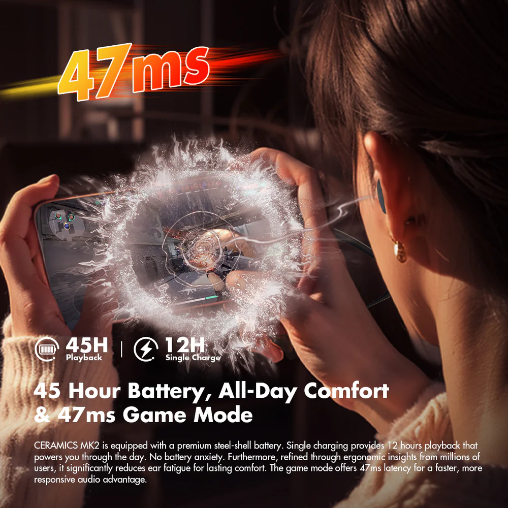 Auriculares inalámbricos ROSESELSA CERAMICS MK2, cancelación activa de ruido, Bluetooth 6.0, LDAC, IPX4, 45 horas de reproducción. - Imagen 8